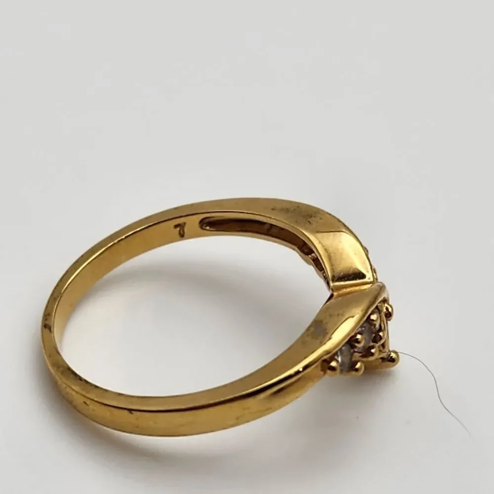 Vintage Nevada Silver Mine Gold Tone & Clear CZ Tiara Ring (7)